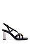 Women's Black Buckle Transparent Thick Heeled Sandals 25Sfd442618