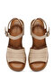 Women's Beige Ankle Buckle Thick Heeled Leather Sandals 26Sfd341518 - 5