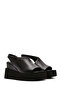 Women's Black Leather Sandals with Filled Heels 26Sfd200818 - 2