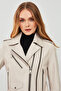 London Women's Beige Biker Leather Jacket 23Wgd5146Ve - 6