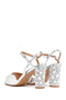 Women's Silver Ankle Buckle Metallic Thick Heeled Sandals 25Sfe466932 - 6
