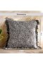 Cozy Linen Textured Down Feel Fringed Filled Cushion 50x50cm -navy - 5