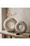 Rae Ceramic Ribbed Donut Vase 24.3x9x23cm - White - 3