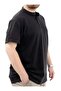 Big Size Men's T-Shirt Buttoned Judge Collar T-Shirt 24339 Black - 3