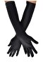 Long, Shiny , Stretchy Stretch Fabric Gloves 40 cm - 1 Pair - Black - 2
