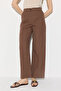 Wide Leg Striped Cotton Linen Trousers - Brown - 2