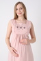 Women's Cotton Lycra Fabric Nursing Nightgown Set with Maternity and Postpartum Features 16237 - 7