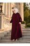 Women's Hijab Prayer Dress Medina Silk Zippered Mevlana Flared Floral Patterned Ferace Abaya with Pockets - 3