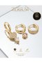 Women's Gold Steel 3-Piece Earring Set with Zircon Stone, Heart and Pink Solitaire Combination - 7