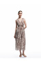Cotton Tie Detail Sleeveless Midi Length V Neck Floral Dress