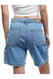 Denim Shorts with Cargo Pockets and High Waist with Lace-Up Detail - 3