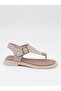 Dvm 219 Beige Buckle Velcro Flip Flop Sandals - 5