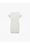 Wrap-Around Fabric Short Sleeve Boat Round Neck Slim Fit Pencil Dress - 4