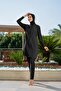 Premium Women's Plus Size Zippered Flexible Parachute Quick-Drying Fabric Hijab Swimsuit