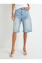 Bermuda Denim Shorts Straight Raw Hem Pocketed Cotton - 4