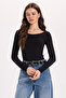 Women's Slim Fit Slim Fit Long Sleeve Viscose Black Blouse - 6