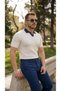 Men's Polo Neck Summer Modern Textured Knitwear T-Shirt - 4