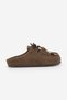Women's Genuine Leather Eva Sole Closed Front Lace Detailed Beaded Sabo Daily Slippers Nosela Brown Suede - 3