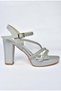 P246031704 Silver Fabric Thick Heeled Women's Evening Dress Shoes - 5