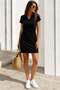 Black Buttoned Polo Neck Women's Dress Mg2305
