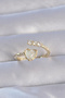 Brass Gold Color Zircon Stone Pearlescent Heart Model Adjustable Ring