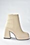 Beige Platform Sole Women's Boots N282190809 - 5