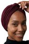 Cross Pleated Band Lined Burgundy Ready-To-Wear Turban Hijab Pool Cap Suitable for Medical Use - 4