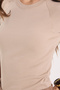 Women's Slim Fit Slim Fit Crew Neck Raglan Sleeve 100% Cotton Stone Color T-Shirt Blouse - 5