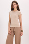 Women's Slim Fit Slim Fit Crew Neck Raglan Sleeve 100% Cotton Stone Color T-Shirt Blouse - 6
