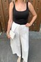 Belted Waist Tie Linen Pants - 3