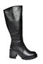R654047703 Black Genuine Leather Thick Heeled Women's Boots - 6