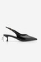 Women's Stiletto Open Back V-Neck Short Classic Heeled Shoes with Sewing Detail on the Front Orvani Black - 3