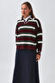 Striped Polo Sweater Burgundy - 5