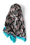 Turquoise Hatai Pattern Silk Scarf - 4