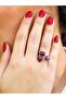 Natural Stone Amethyst 3-Piece Natural Stone Antique Model Women's Adjustable Ring Euy88Amt