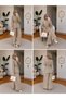 Women's Stone Detailed Sleeveless Loose Linen Shirt and Waist-Tie Pants Stylish Two-Piece Set - 8