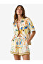X Şahika Ercümen - Riviera Themed Printed Linen Blend Short Sleeve Shirt - 4