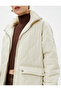 Quilted Coat with Zipper Pockets and Slit Detail - 5