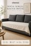 Cotton Linen Bohemian Sofa Cover with Tassels, Natural Texture, Washable, Non-Slip