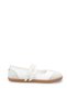 White Women's Sports Ballerina Buckle Mery Jane Sneaker Retro - 4