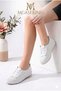 Orthobetic Sole Faux Leather Rubber Laced Women's Four Seasons Daily Ballerina Shoes - 6