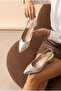 Élise Series Silver Summer Women's Leather Gold Buckle Pointed Toe Low Heel Slingback Shoes - 5