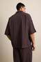Men's Oversize Cotton Shirt and Trousers Two-Piece Set Brown - 6