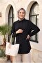 Long Buttoned Back Poplin Shirt - Black - 3