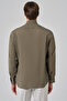 Men's Khaki Trend Plain Pattern Dynamic Fit Buttoned Collar Shirt - 5