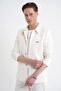 Slim Fit Shirt with Collar, Ribbed Cotton Woven Design, Ecru Shirt Jacket C 732 - 6