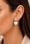 Women Earrings Dangle Mother of Pearl Heart Zircon Stone Bud Pearl Leaf Flower Earrings - 2