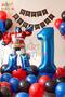 Transformers Optimus Prime 1St Birthday Balloon Set Foil Number Balloon, Happy Birthday Banner
