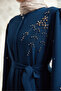Lena Embroidered Detailed Abaya - Indigo - 5