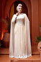 - Ecru Hijab Evening Dress with Cape 5418E - 3
